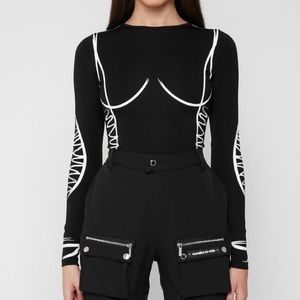 Sketch long sleeve contour body suit black